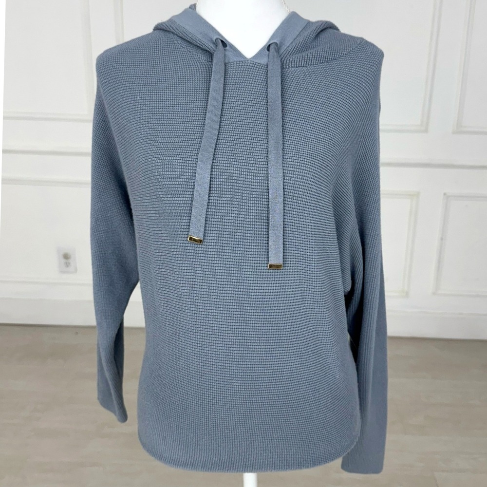 Cyrus Sweater Hoodie Womens Small Blue Textured Knit Long Sleeve Casual Elevated